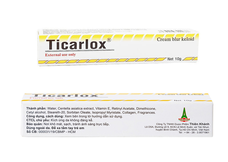 Các thành phần trong thuốc trị sẹo Ticarlox đều đảm bảo an toàn