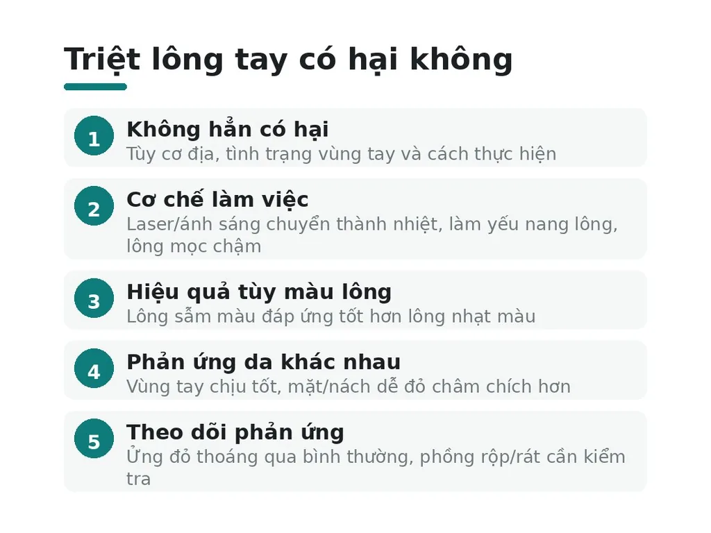 Triệt lông tay có hại không?