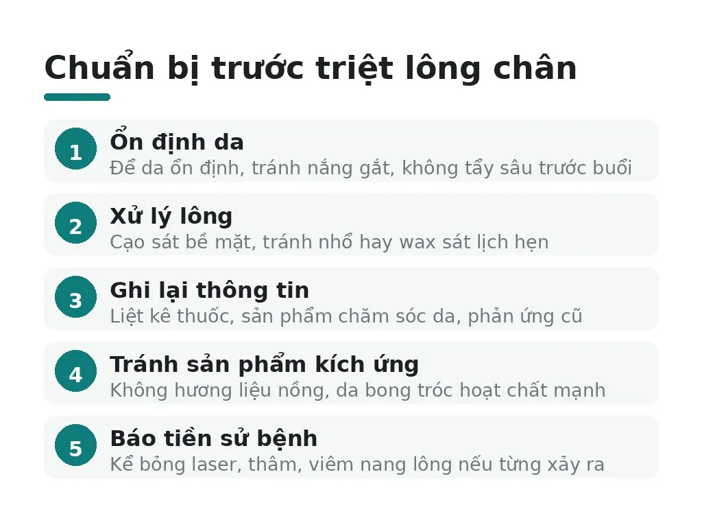 Nên chuẩn bị gì trước buổi triệt lông chân?