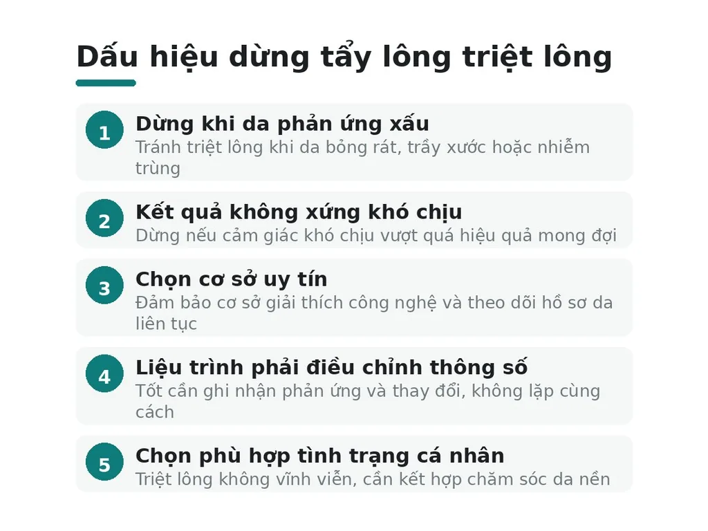 Khi nào không nên tiếp tục tẩy lông và triệt lông?