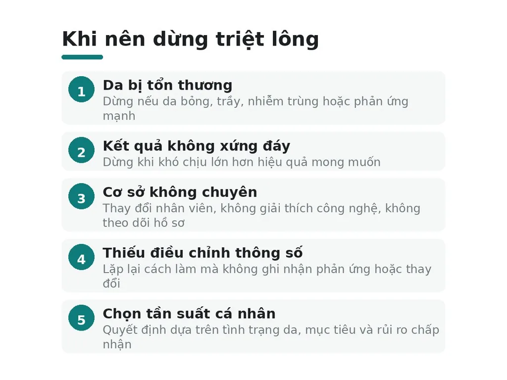 Khi nào không nên tiếp tục triệt lông?