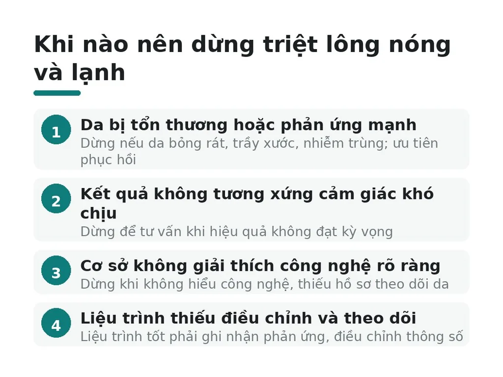 Khi nào không nên tiếp tục triệt lông nóng và lạnh?