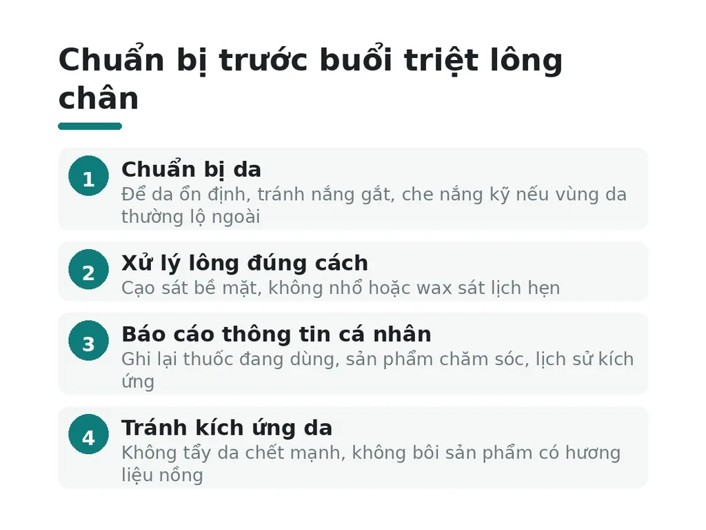 Nên chuẩn bị gì trước buổi triệt lông chân?