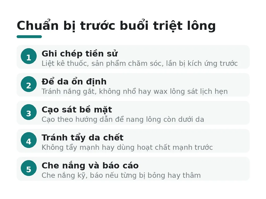 Nên chuẩn bị gì trước buổi tẩy lông và triệt lông?