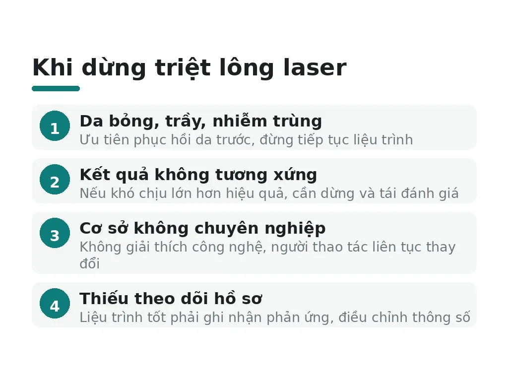 Khi nào không nên tiếp tục triệt lông bằng laser?