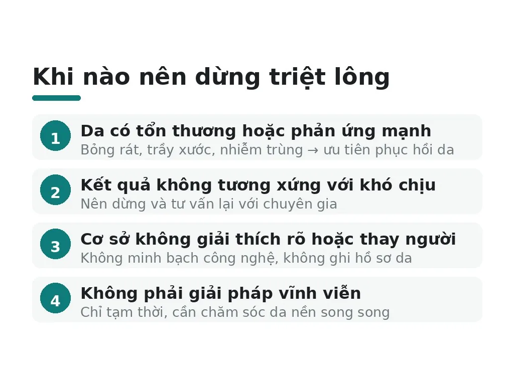 Khi nào không nên tiếp tục triệt lông?