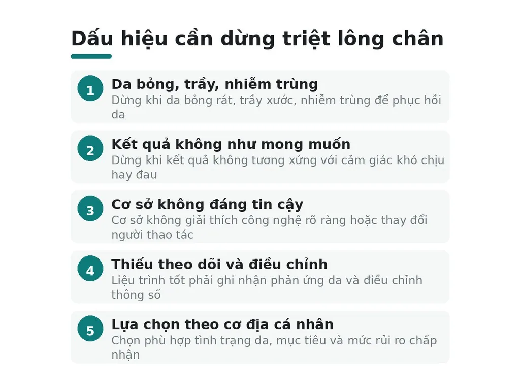 Khi nào không nên tiếp tục triệt lông chân?