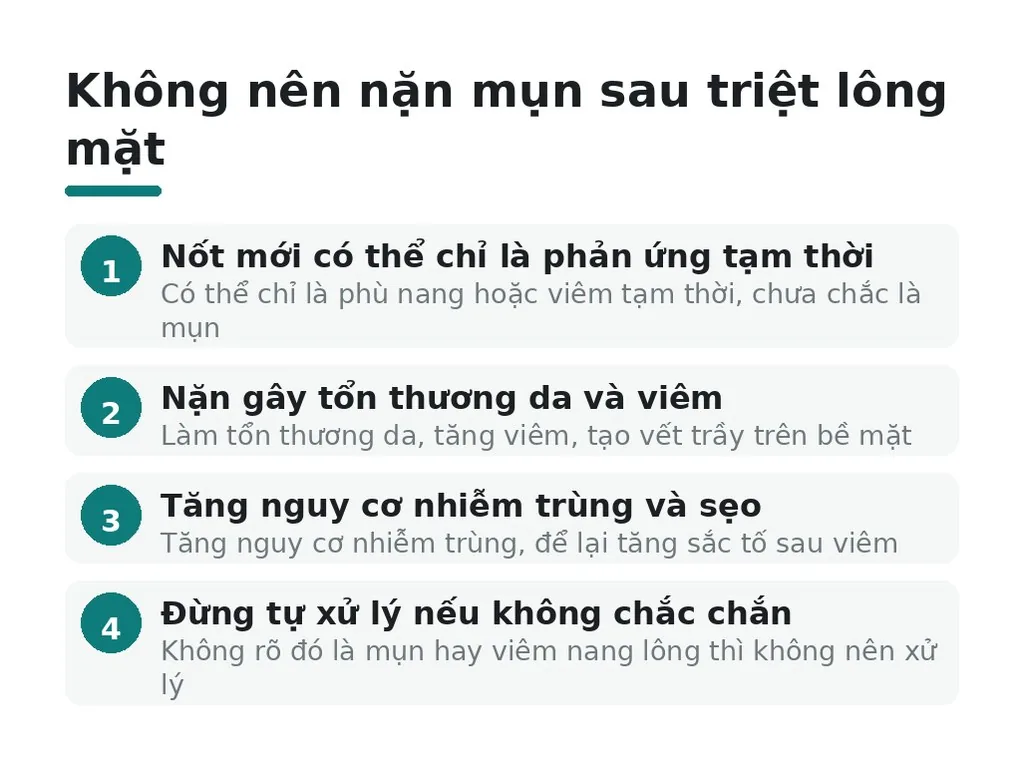 Có nên nặn mụn sau khi triệt lông mặt không?