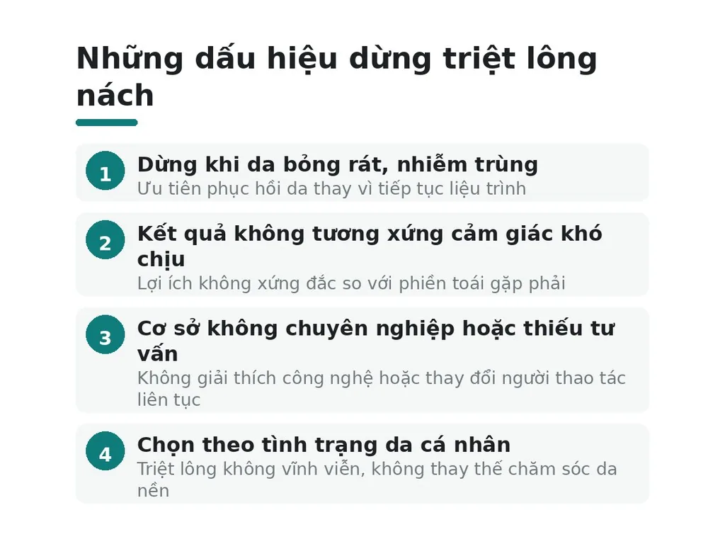 Khi nào không nên tiếp tục triệt lông nách?