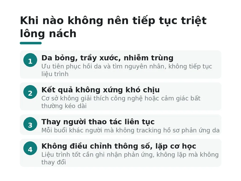 Khi nào không nên tiếp tục triệt lông nách?