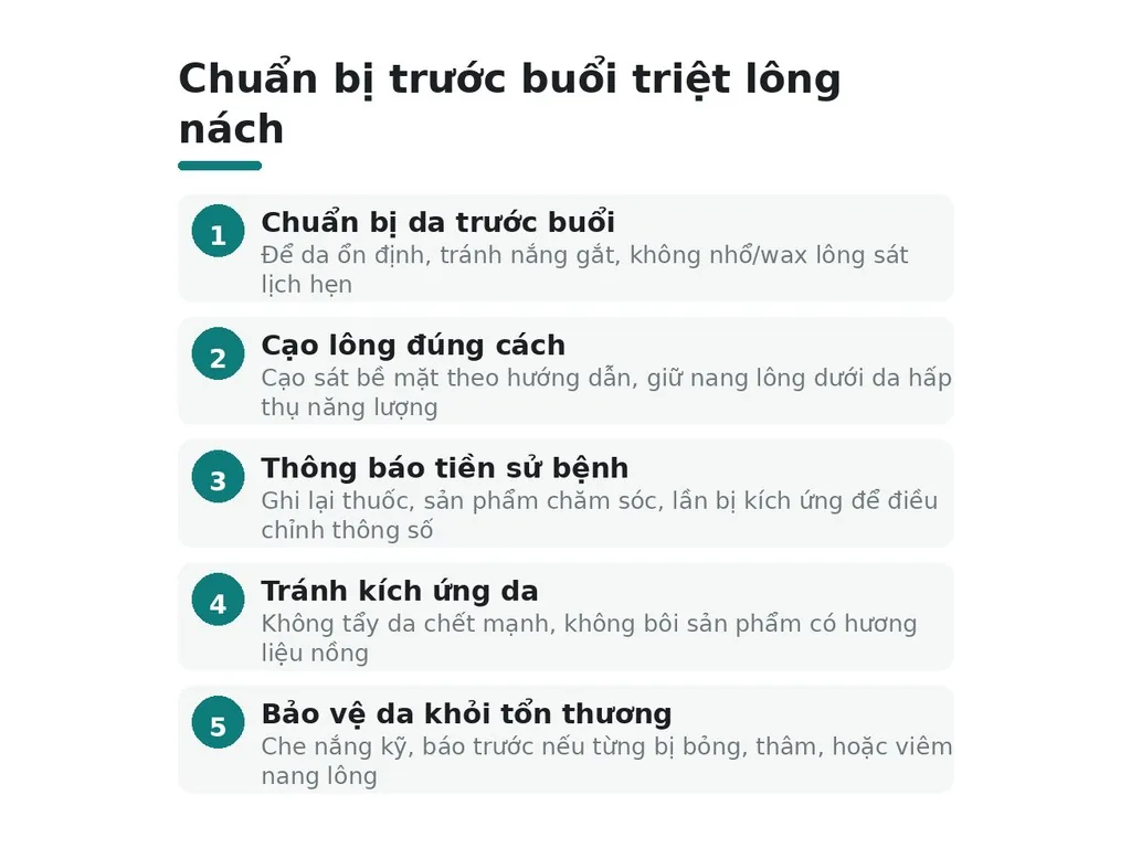Nên chuẩn bị gì trước buổi triệt lông nách?