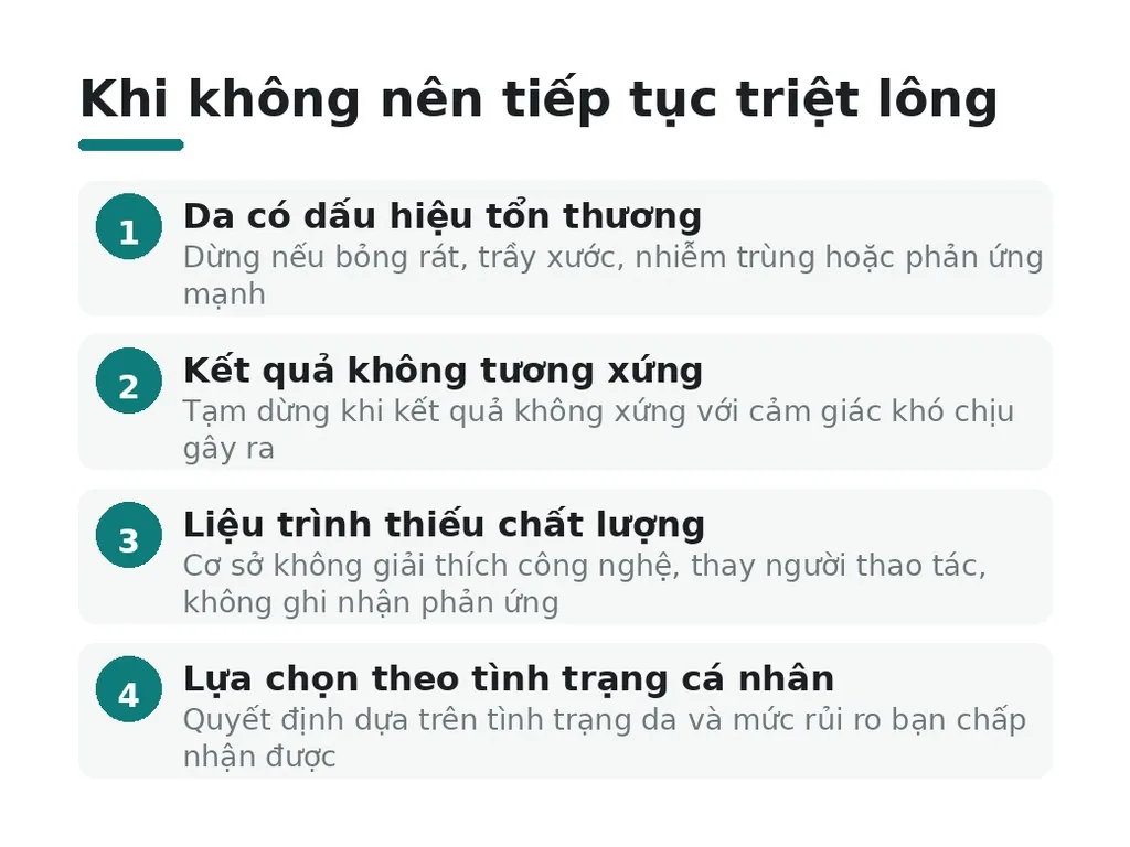 Khi nào không nên tiếp tục triệt lông nóng và lạnh?