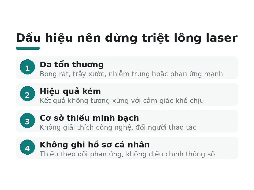 Khi nào không nên tiếp tục triệt lông bằng laser?