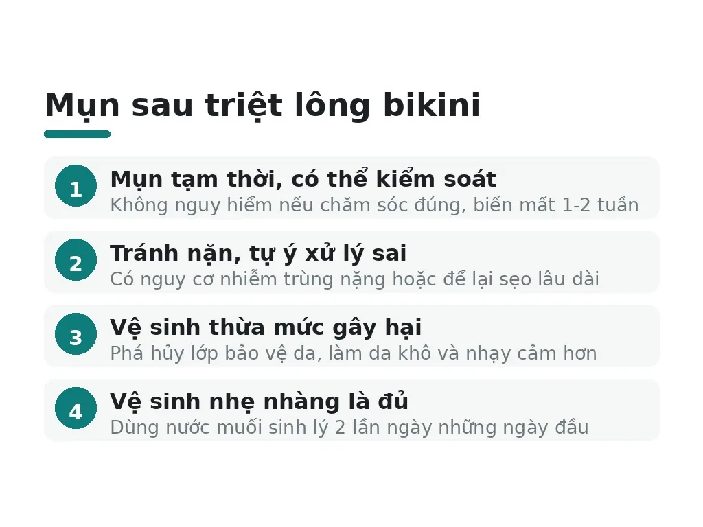 Hiểu lầm phổ biến về mụn sau triệt lông bikini