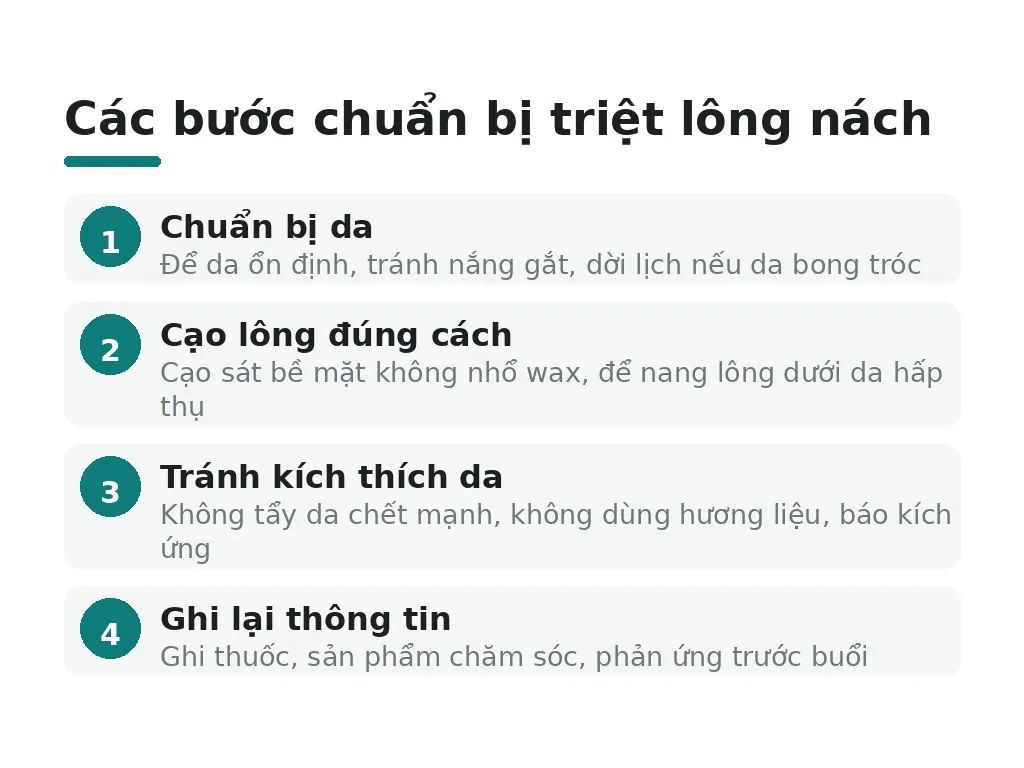 Nên chuẩn bị gì trước buổi triệt lông nách?