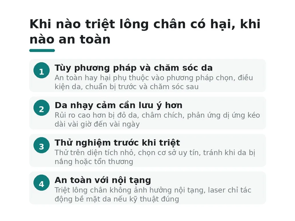 Khi nào triệt lông chân có hại, khi nào thì an toàn?