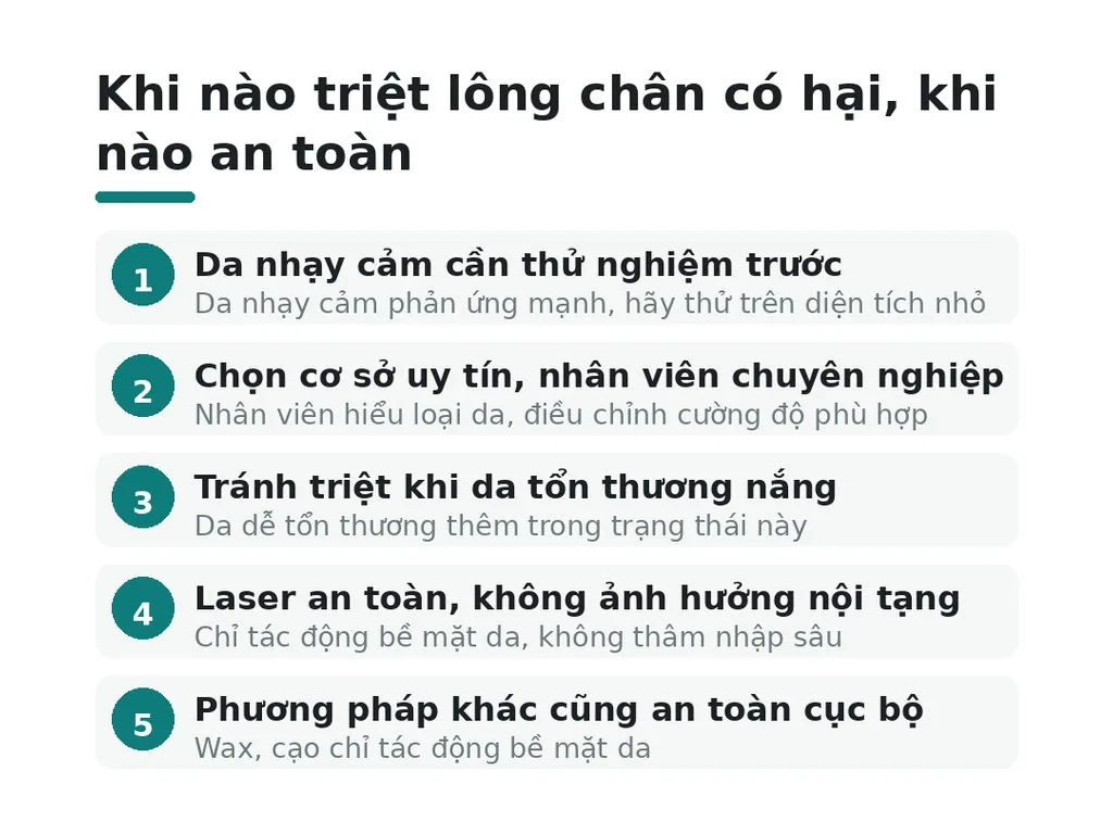 Khi nào triệt lông chân có hại, khi nào thì an toàn?