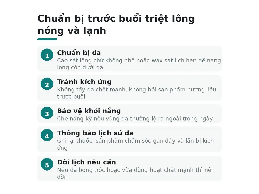 Nên chuẩn bị gì trước buổi triệt lông nóng và lạnh?