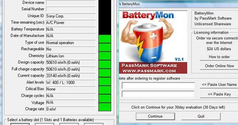 BatteryMon hỗ trợ phân tích độ chai pin máy tính hiệu quả